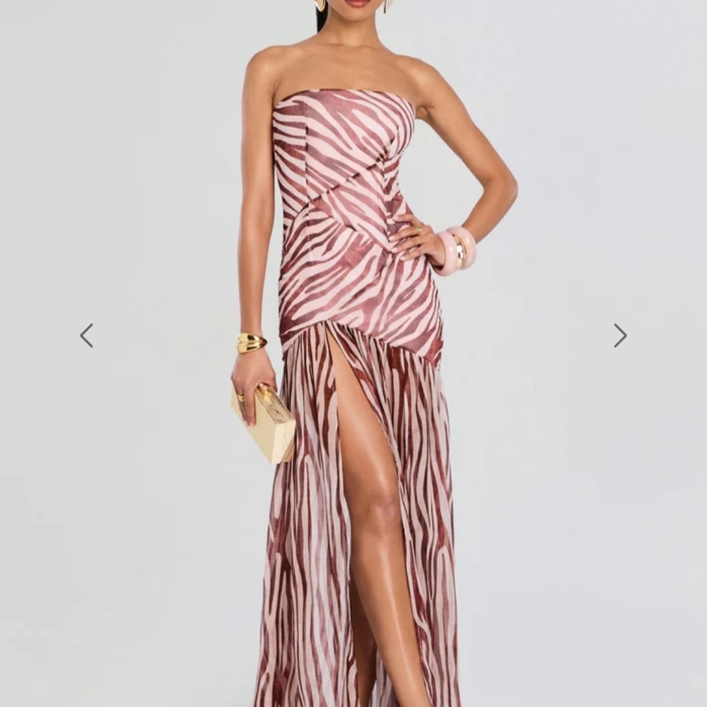 Sexy & Elegant Retrofete Strapless Zebra Print Dress in Pink/Mauve NWT SMALL